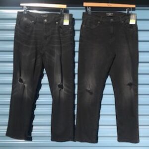 "Ripped" Slim Fit Jeans . Size: 36 x 30 ................ (2) Pair Bundle . Black